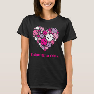 💜 🤍 Cute coeur de tennis, T-shirt noir
