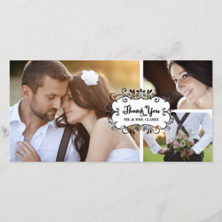 Cute Collage Rustique Mariage Carte photo Merci