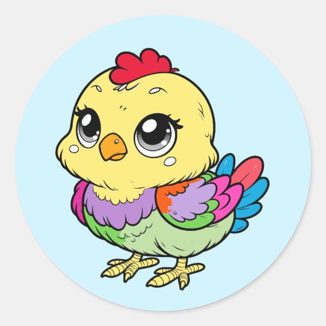Cute Colorful Chicken Sticker – Fun Farm Art (Devant)