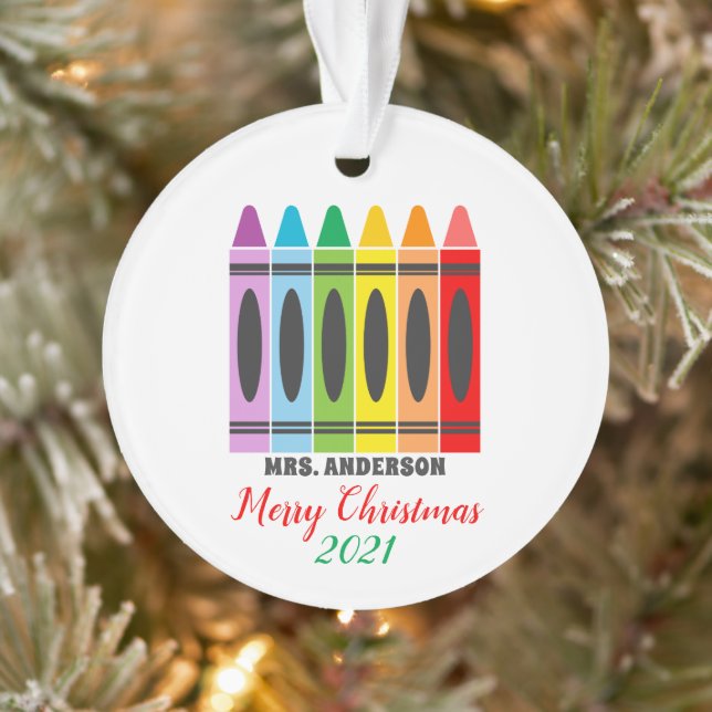 Cute Colorful Rainbow Crayons Enseignant Personnal (Arbre)