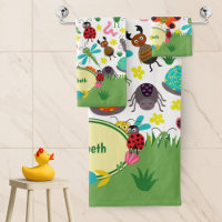 Cute Colorful Spring Insectes Motif Salle de bain