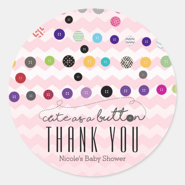 CUTE COMME UN BOUTON Baby shower Favoris Stickers (Devant)