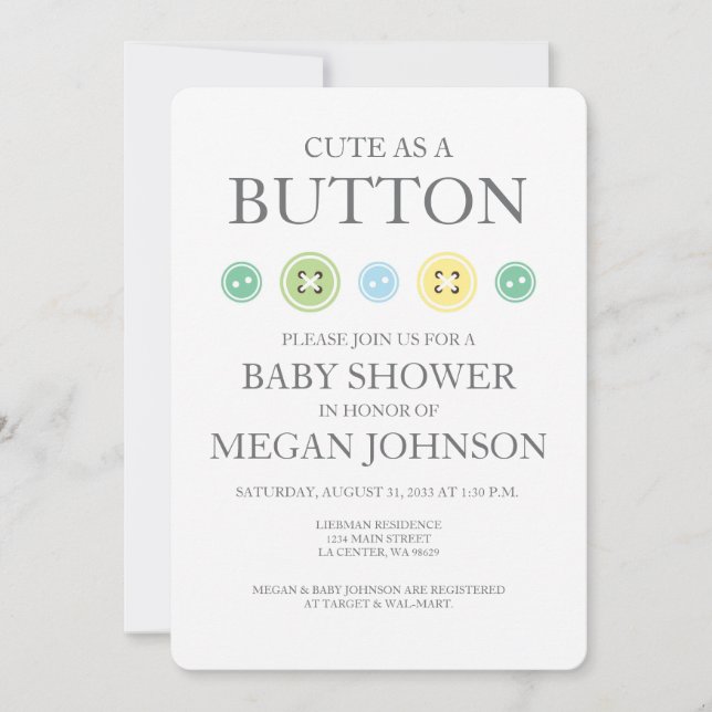 Cute comme un bouton Invitation Unisex (Devant)