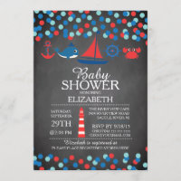 Cute Confetti Nautical Boys Baby shower Invitation