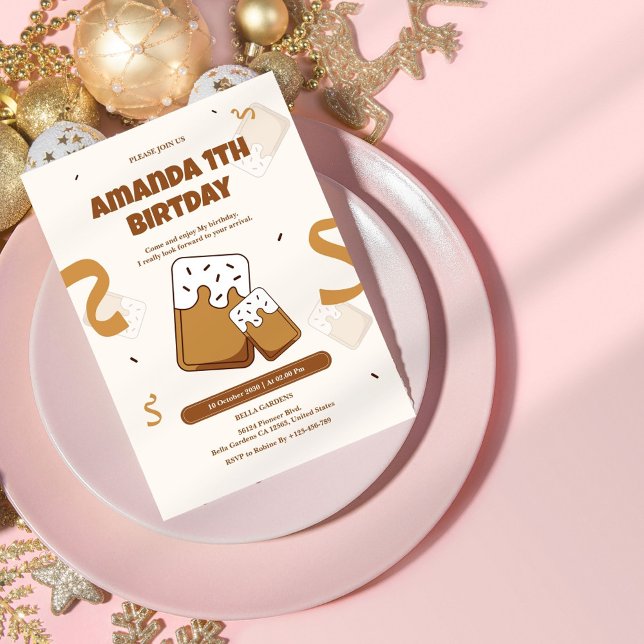 Cute Cookie à thème 1er anniversaire Invitation (Créateur téléchargé)