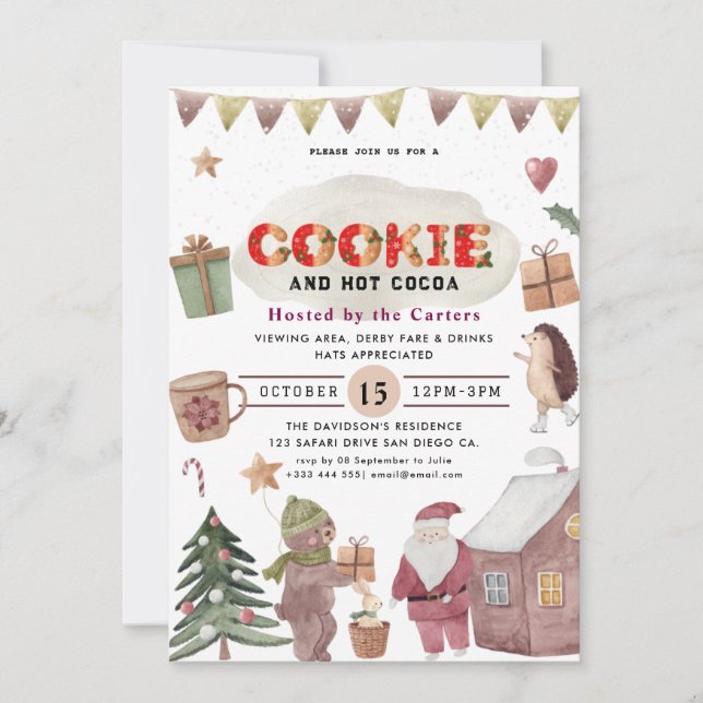 Cute Cookies et cacao Fête Invitation (Devant)