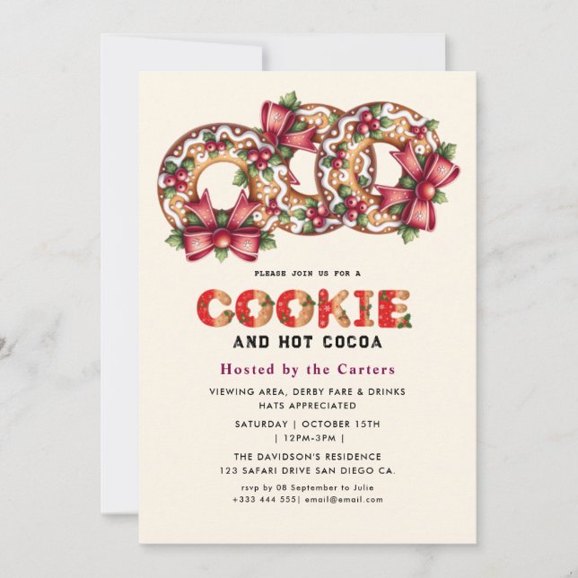 Cute Cookies et cacao Fête Invitation (Devant)