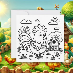 Cute coq sur une ferme   Carte pour notes Color Me