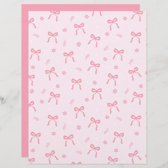 Cute Coquette Bows and Blossoms Scrapbook Paper (Devant / Derrière)