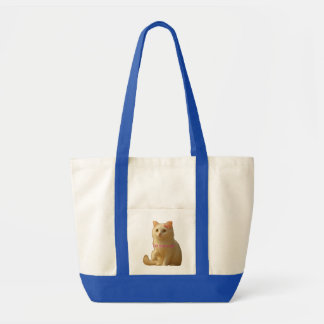 Cute Coquette White Cat "I'm Just a Girl" Tote Bag