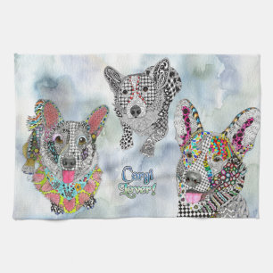 Cute Corgi Chien Assortiment Cuisine Serviette