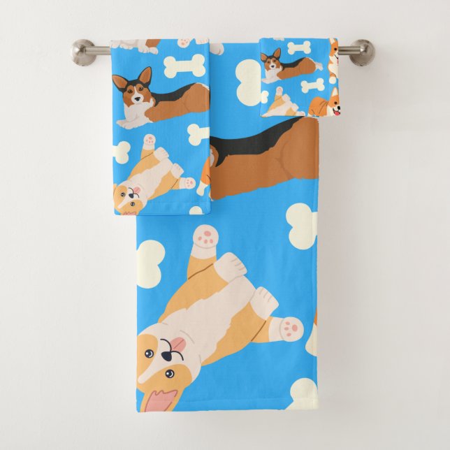 Cute Corgi Motif bleu (En situation)