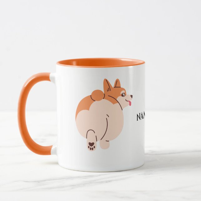 Cute Corgi mug avec nom modifiable (Gauche)