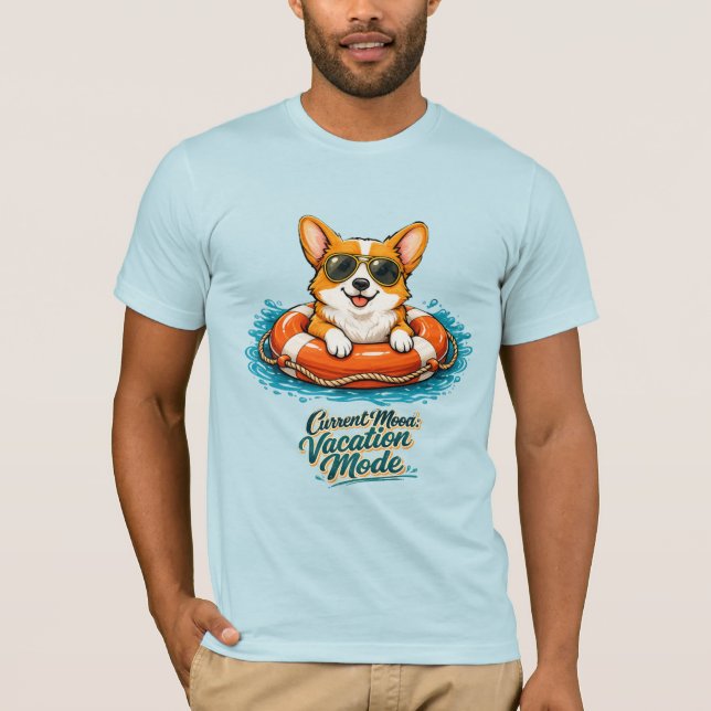 Cute Corgi Summer Vacation Mode T-Shirt (Devant)