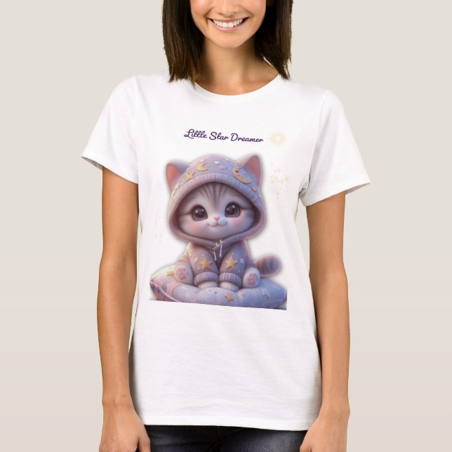 Cute Cosmic Cat – Pastel Space Kitten T-Shirt (Devant)