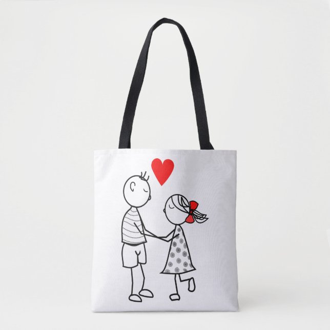 Cute Couple Love Sac fourre-tout romantique (Devant)