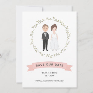 Cute Couple Portrait Moderne Wreath Enregistrer la