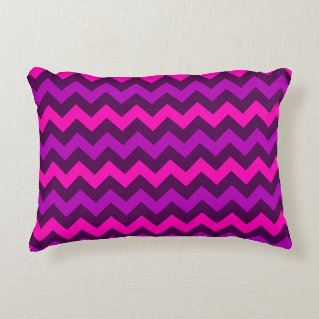 Cute Coussin d'accent de Chevrons rose violet (Devant)