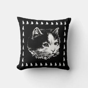 Cute Coussin de chat noir et blanc