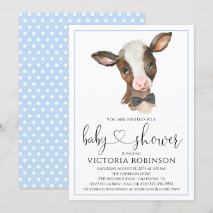 Cute Cow Boy Farm Bébé ShowShows Invitations