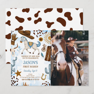 Cute Cowboy Anniversaire Photo Invitation