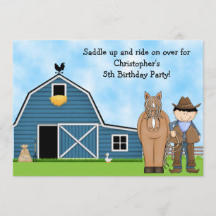Cute Cowboy et Horse Boys Invitation Anniversaire