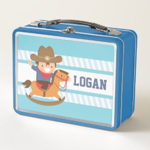 Cute Cowboy sur Rocking Horse Boys Lunch Box