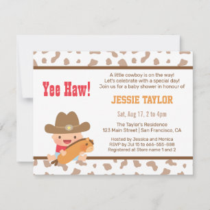 Cute Cowboy Western Thème Baby Shower Invitations