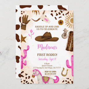 Cute Cowgirl Anniversaire Invitation