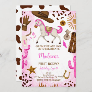 Cute Cowgirl Anniversaire Invitation