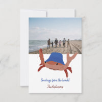 Cute Crabe Carte photo de plage personnalisé