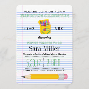Cute Crayola Enseignant Graduation Invitation