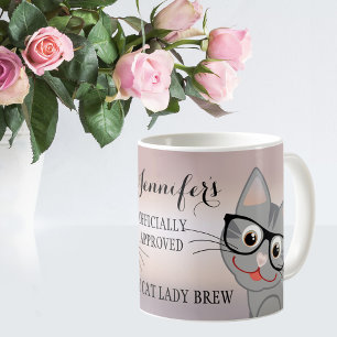 Cute Crazy Chat Lady Mug personnalisée