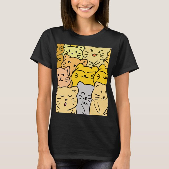 Cute Crowd Cat for Casual Wear Women’s T-Shirt (Devant)