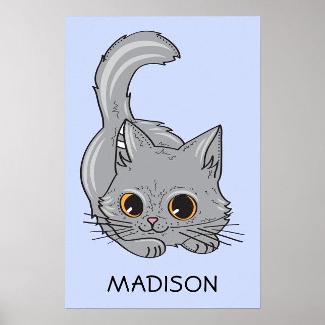 Cute Cta nom personnalisé et affiche couleur (Devant)