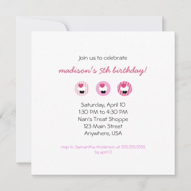 Cute Cupcake Invitation (Devant)