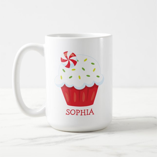 Cute Cupcake Mug de Noël personnalisé (Gauche)