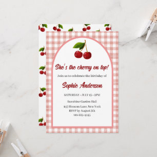Cute Custom Coquette Cherry invitation anniversair