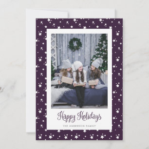 Cute Custom Purple Stars Photo Cartes de fin de an