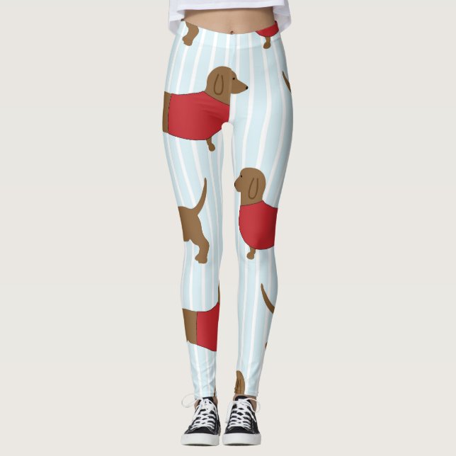 Cute Dachshund Chien Imprimer Leggings (Devant)