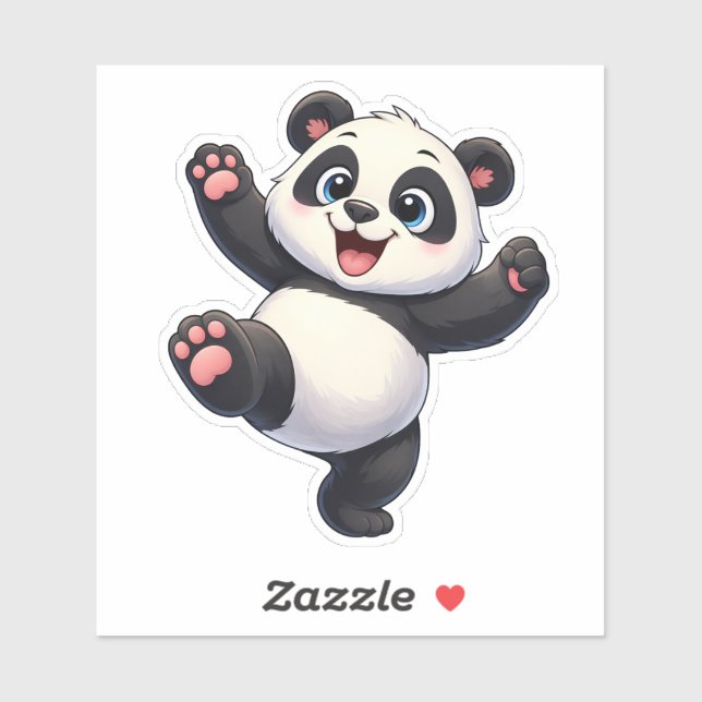 Cute Dancing Panda Custom-Cut Vinyl Sticker (Feuille)