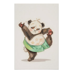 Cute Dancing Panda Poster   Funny Cartoon Wall Art