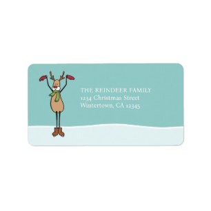 Cute Dancing Reindeer - Étiquette de Noël