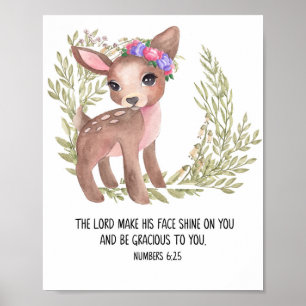 Cute Deer Wall Art, Bible Verse Nursery Poster
