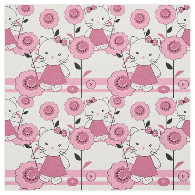 Cute dessin animé tissu enfant chaton (Échantillon)