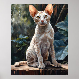 Cute Devon Rex Cat Art Imprimer Poster