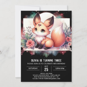Cute Digital Fox invitation Anniversaire