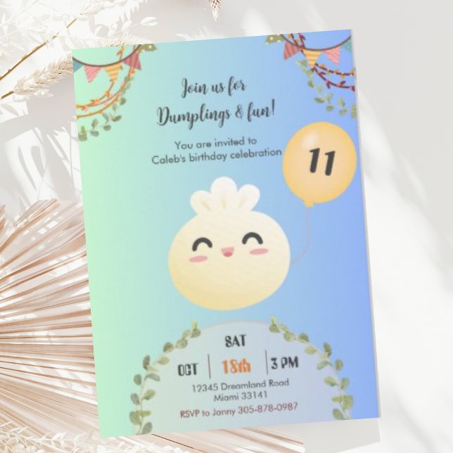 Cute Dim Sum Dumpling Anniversaire Fête Invitation (Créateur téléchargé)