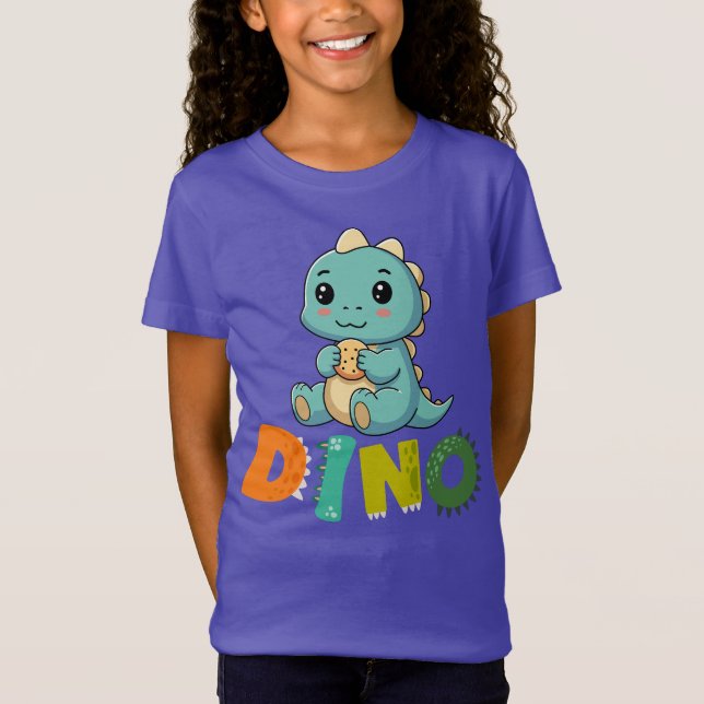 Cute Dino Cookie Lover – Kids Dinosaur T-Shirt Des (Devant)