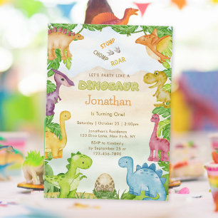 Cute Dinosaur 1er Invitation anniversaire